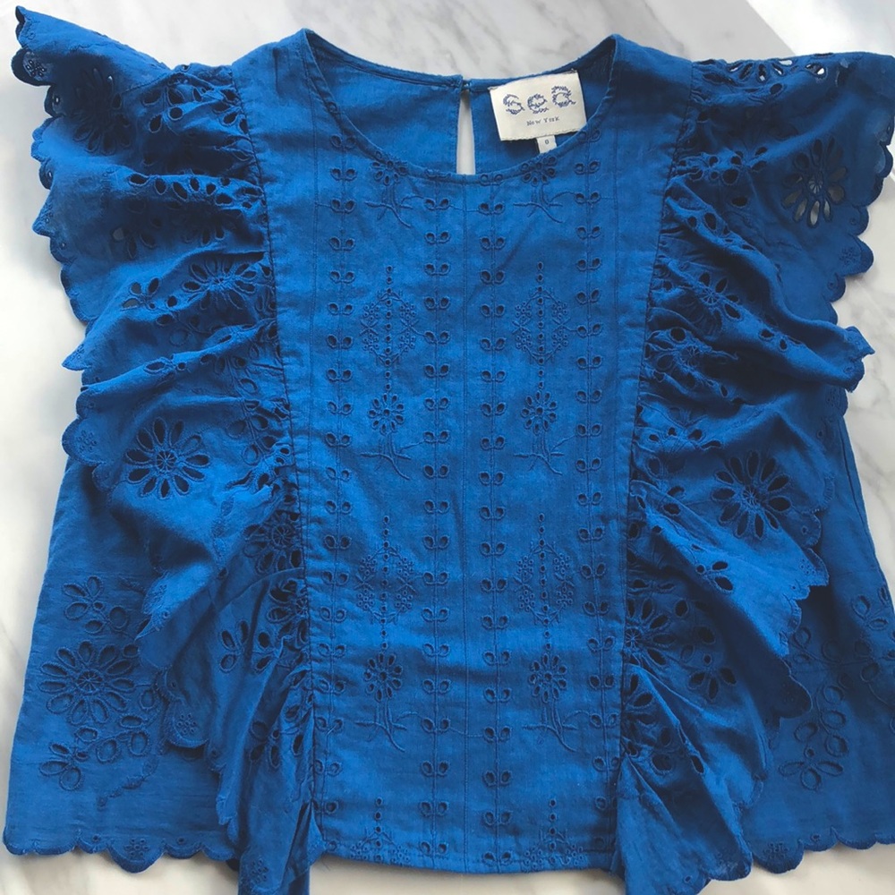 Sea NY Cropped ruffle sleeveless top